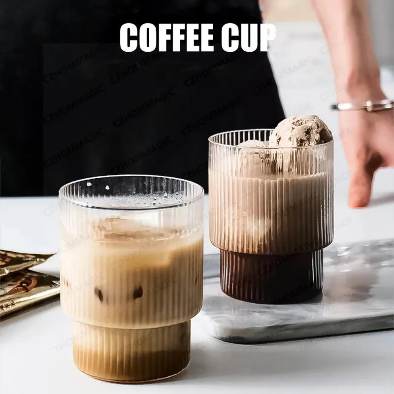 6/4/2/1Pcs American Coffee Mug Heat-Resistant Glass Cups Transparent Tea Mug Water Cup for Drinking Milk Beertea Juice Tumblers