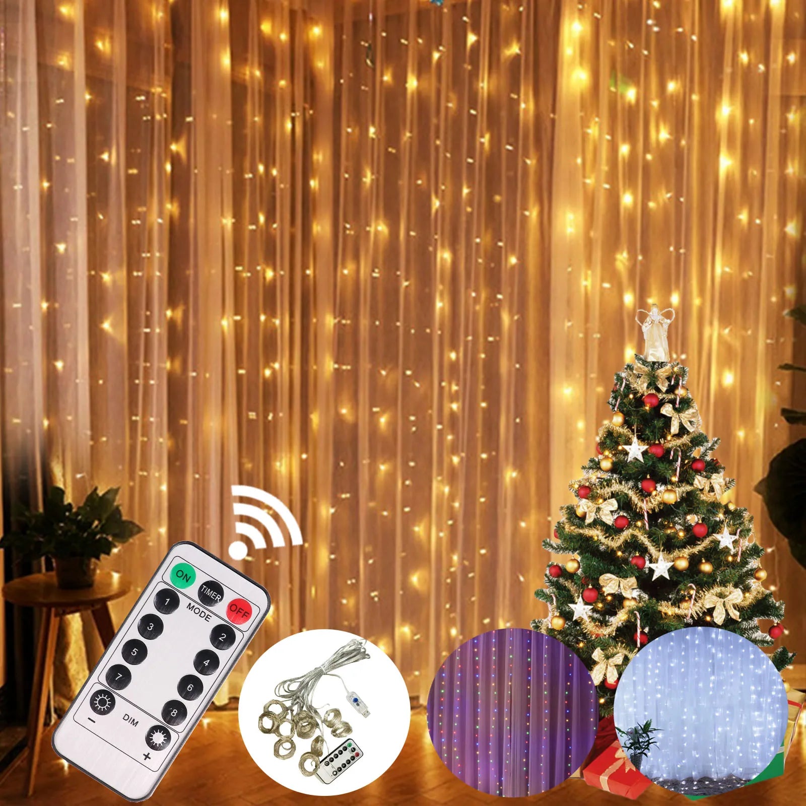 3M Christmas Ornament LED Fairy String Curtain Lights Garland Festoon Christmas Decor for Home New Year 2023 Xmas 2022 Navidad